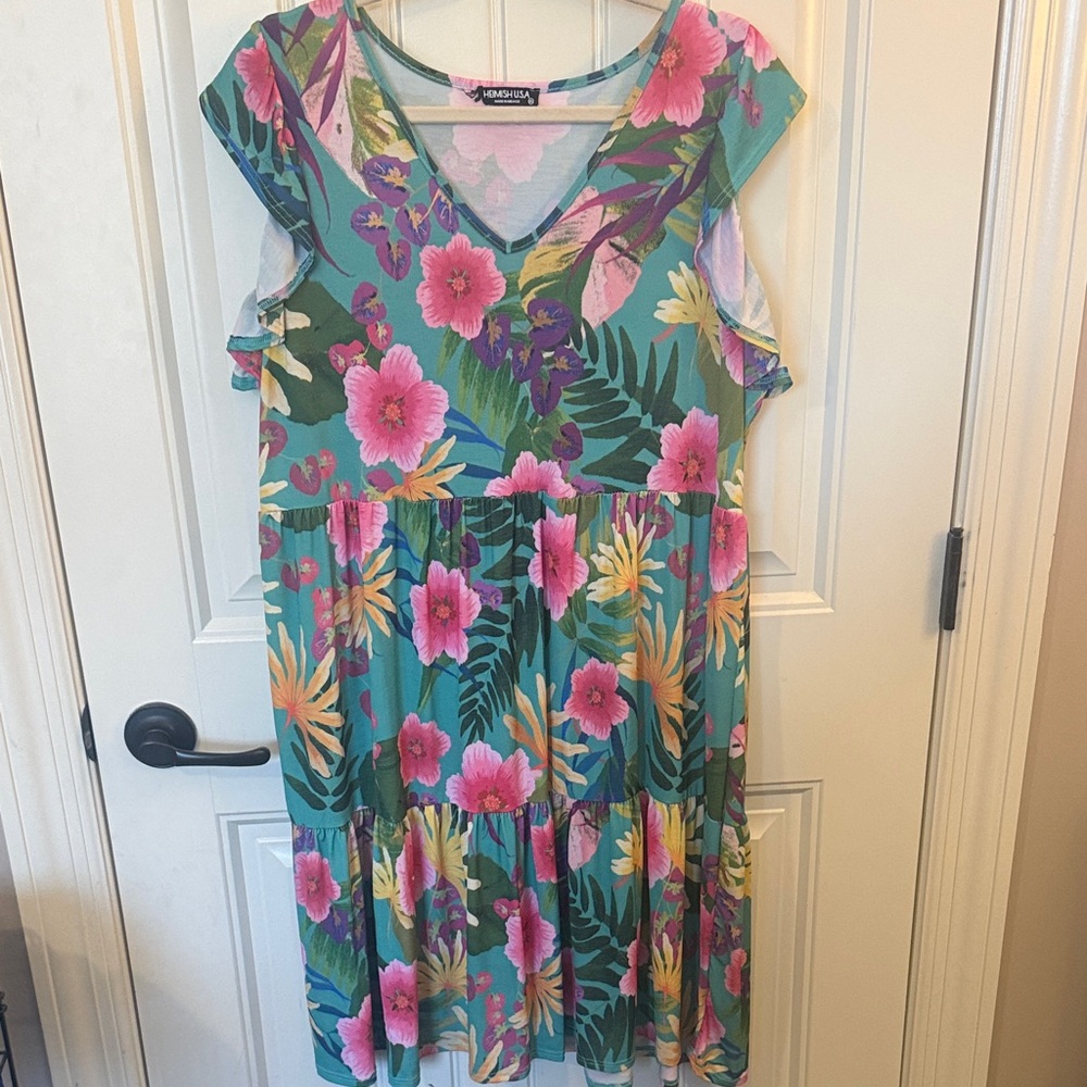 HEIMISH USA Pink and Green Floral Dress